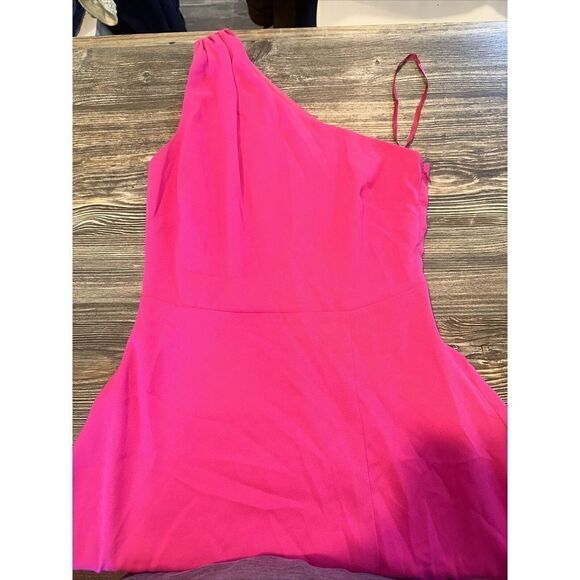 ALEXIA ADMOR Fay One Shoulder Midi Fit and Flare Dress In Pink Floral NWT Size 4 - Picture 2 of 7